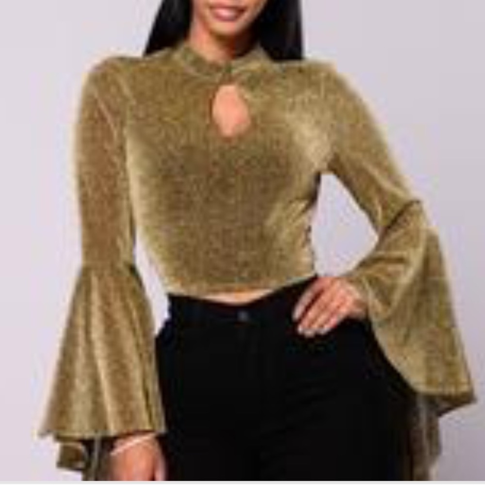 **NWT** FASHION NOVA ✨Glitter ✨ Top Gold✨
